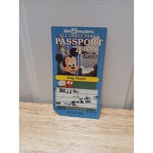 Walt Disney World 4 Day Passport Day Guest Ticket Used May 1990 Mickey Mouse WDW
